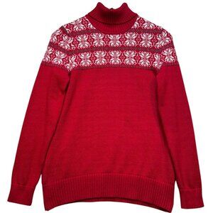 Breckenridge Women's Fair Isle Turtleneck Pullover Sweater Knit Size M Red